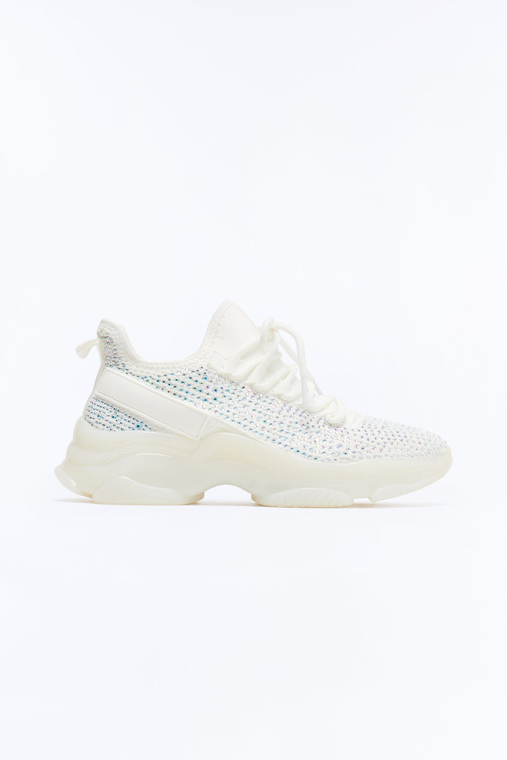 Trophy Rhinestone Platform Sneakers - White