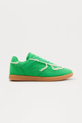 Teo Lace Trim Faux Suede Sneakers - Green