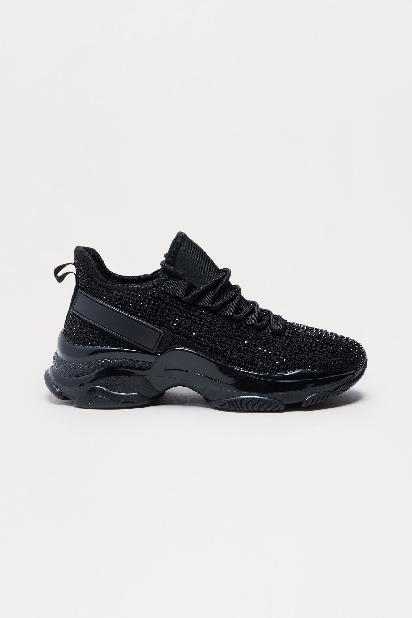 Trophy Rhinestone Platform Sneakers - Black