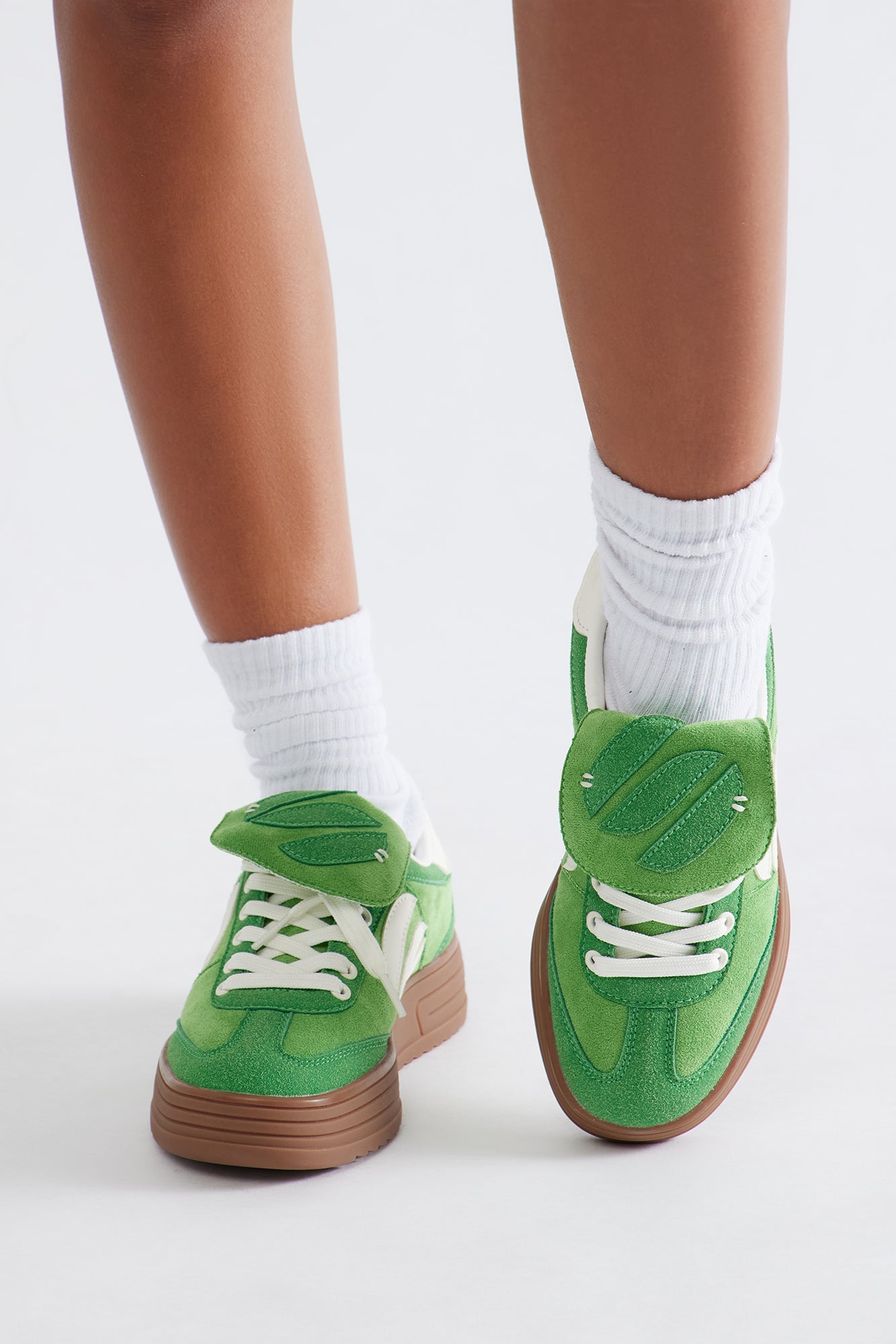Score Faux Suede Platform Sneakers - Green