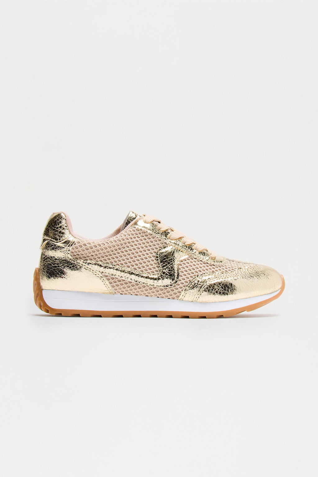 Joshua Knit Lace Up Sneakers - Gold