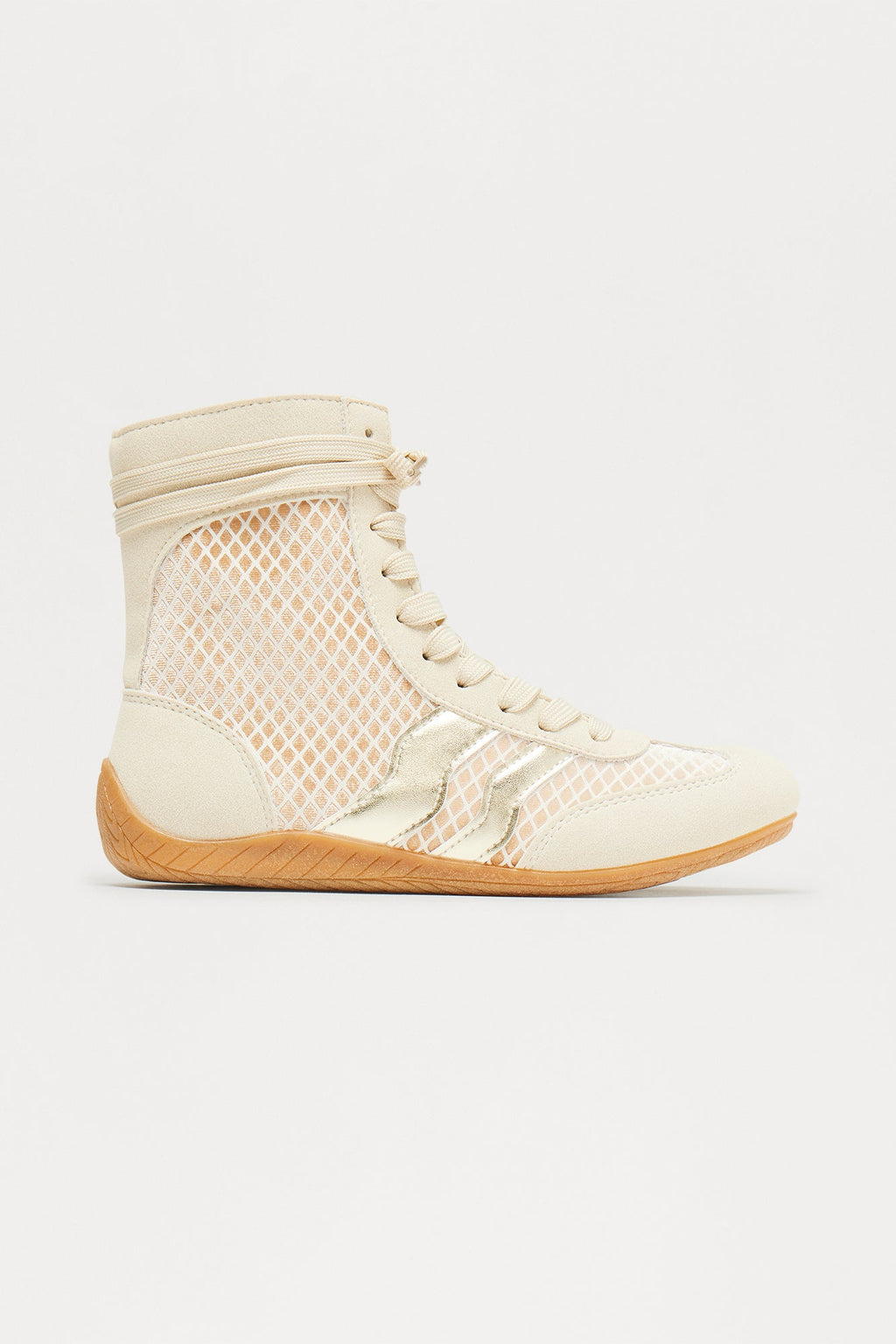 Killian Fishnet High Top Sneakers - Taupe