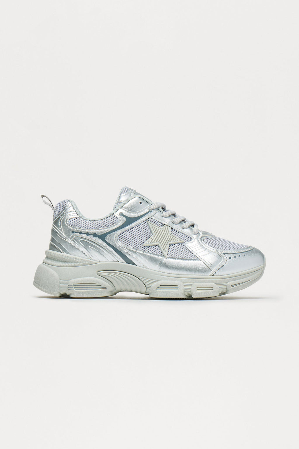Comet Metallic Lace Up Sneakers - Silver