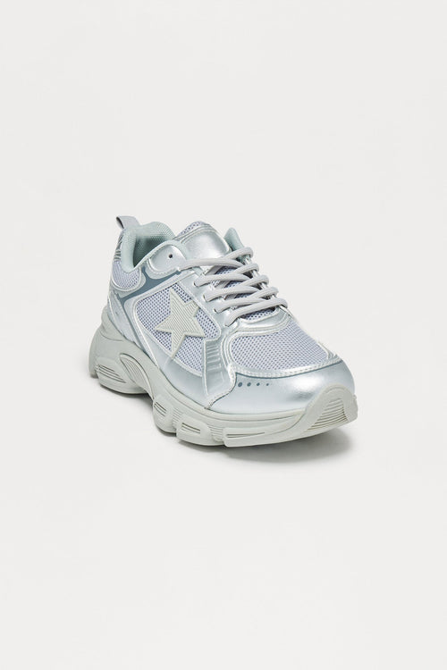 Comet Metallic Lace Up Sneakers - Silver